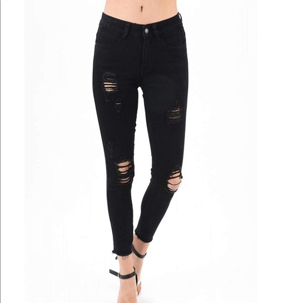 Judy Blue black distressed denim